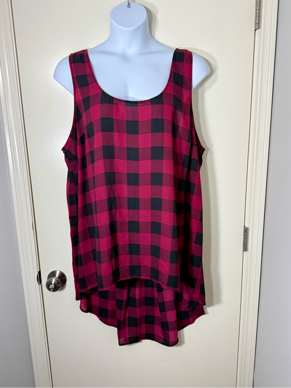 torrid Pink and Black Buffalo Plaid Layered Scoop Tank